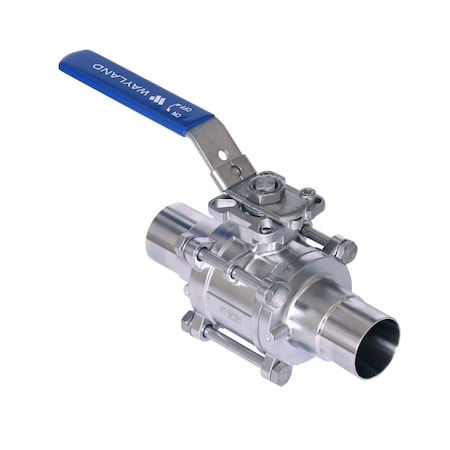 Wayland 3/4in EXTENDED BUTT-WELD 3PC ENCAPSULATED 2-WAY BALL VALVE - PTFE -316L W6BVEBWE-P-.75